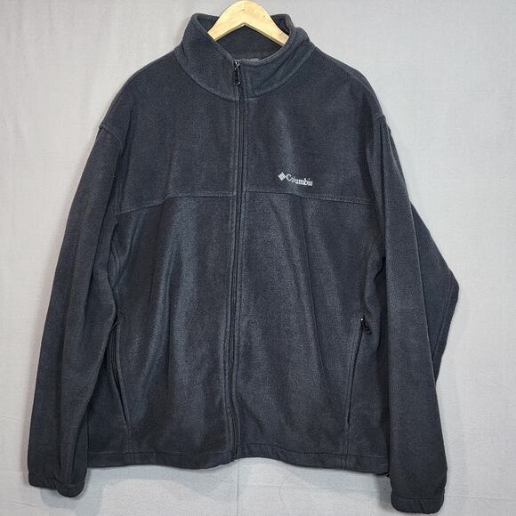Columbia Full Zip Fleece Jacket Men’s Size XXL Black Pockets Draw Waist - Picture 2 of 7